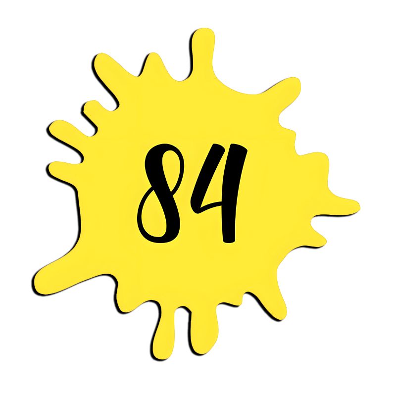 Numéro fantaisie personnalisable pour boite aux lettres couleur jaune chiffres noirs - Modèle Splash Numéro fantaisie personnalisable pour boite aux lettres couleur jaune chiffres noirs - Modèle Splash