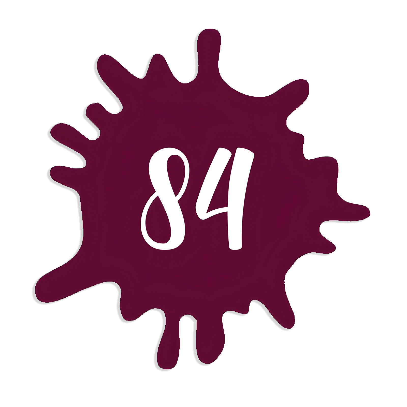 Numéro fantaisie personnalisable pour boite aux lettres couleur bordeaux chiffres blancs - Modèle Splash