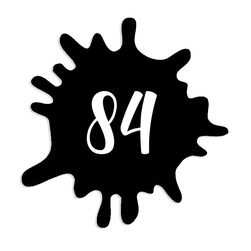 Numéro fantaisie personnalisable pour boite aux lettres couleur noir chiffres blancs - Modèle Splash Numéro fantaisie personnalisable pour boite aux lettres couleur noir chiffres blancs - Modèle Splash