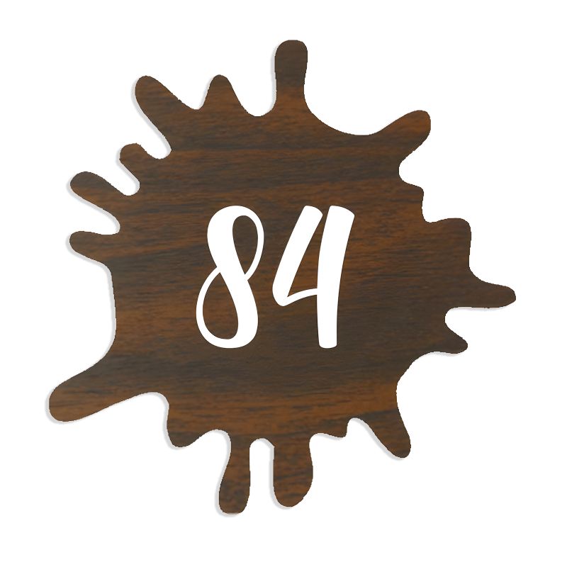 Numéro fantaisie personnalisable pour boite aux lettres couleur effet bois foncé chiffres blancs - Modèle Splash Numéro fantaisie personnalisable pour boite aux lettres couleur effet bois foncé chiffres blancs - Modèle Splash
