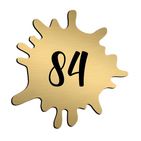 Numéro fantaisie personnalisable pour boite aux lettres couleur or brossé chiffres noirs - Modèle Splash