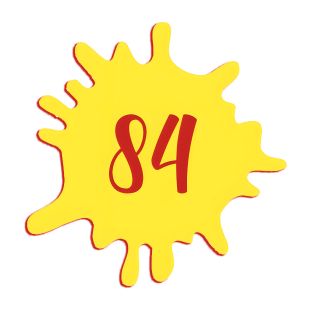 Numéro fantaisie personnalisable pour boite aux lettres couleur jaune chiffres rouges - Modèle Splash