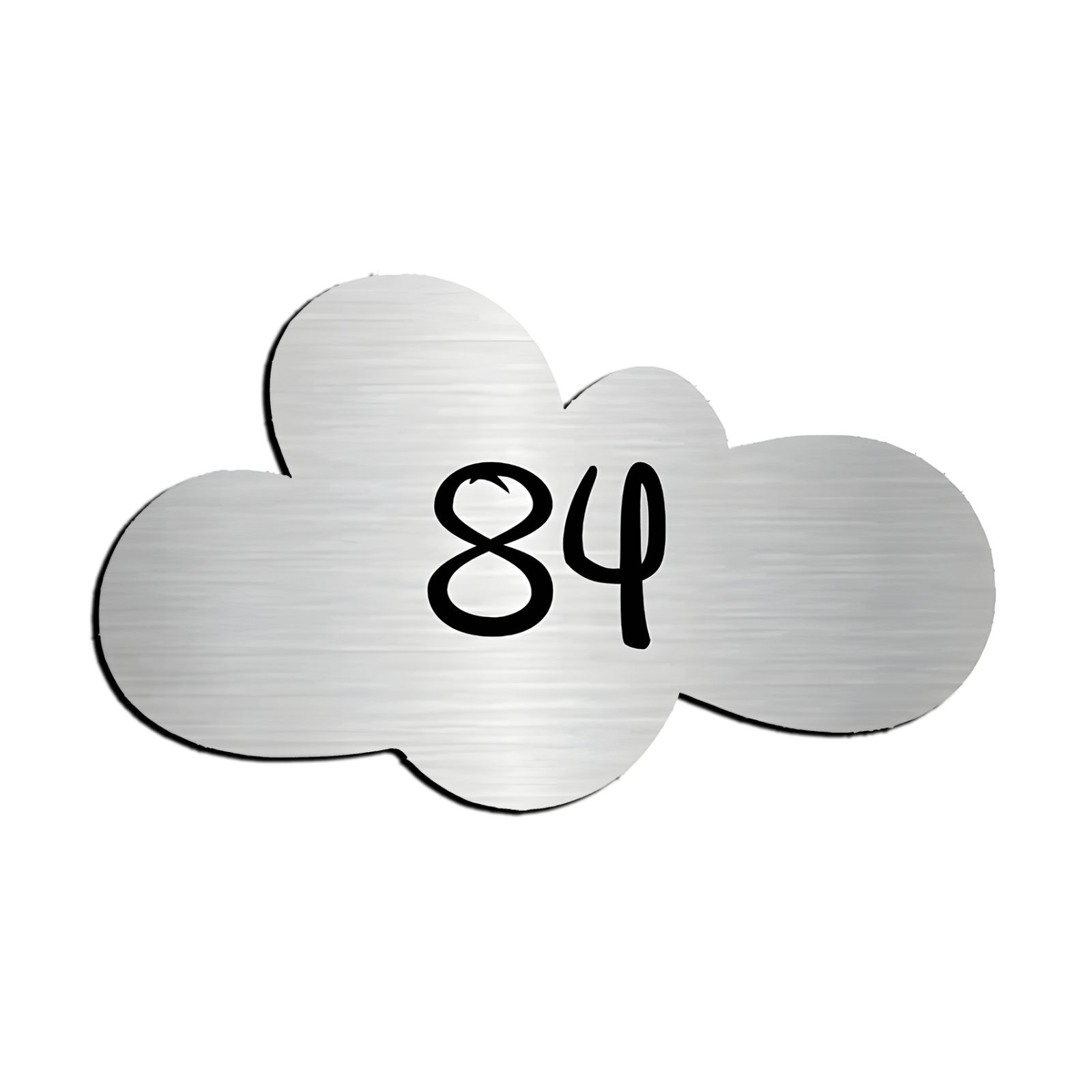 Numéro fantaisie personnalisable pour boite aux lettres couleur argent chiffres noirs - Modèle Nuage