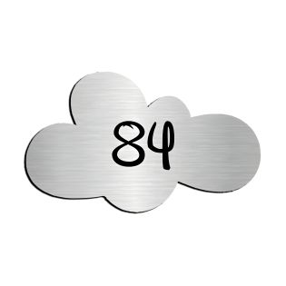 Numéro fantaisie personnalisable pour boite aux lettres couleur argent chiffres noirs - Modèle Nuage