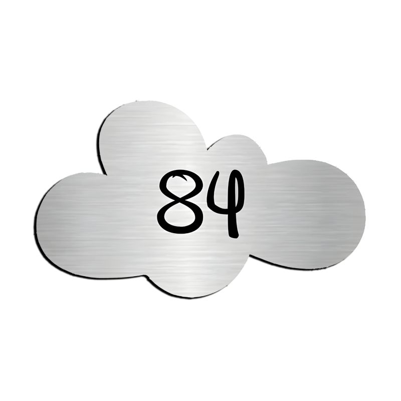 Numéro fantaisie personnalisable pour boite aux lettres couleur argent chiffres noirs - Modèle Nuage Numéro fantaisie personnalisable pour boite aux lettres couleur argent chiffres noirs - Modèle Nuage