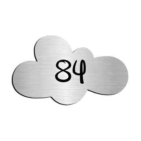Numéro fantaisie personnalisable pour boite aux lettres couleur argent chiffres noirs - Modèle Nuage