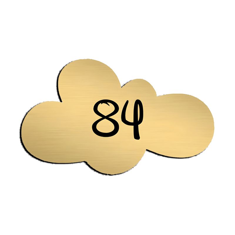 Numéro fantaisie personnalisable pour boite aux lettres couleur or brossé chiffres noirs - Modèle Nuage Numéro fantaisie personnalisable pour boite aux lettres couleur or brossé chiffres noirs - Modèle Nuage