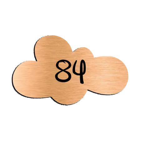 Numéro fantaisie personnalisable pour boite aux lettres couleur cuivre chiffres noirs - Modèle Nuage