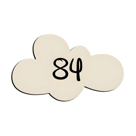 Numéro fantaisie personnalisable pour boite aux lettres couleur beige chiffres noirs - Modèle Nuage