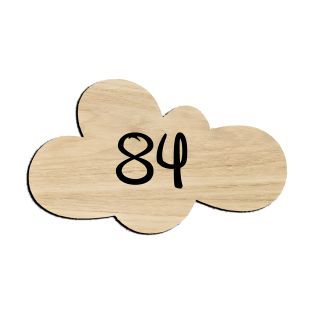 Numéro fantaisie personnalisable pour boite aux lettres couleur effet bois clair chiffres noirs - Modèle Nuage