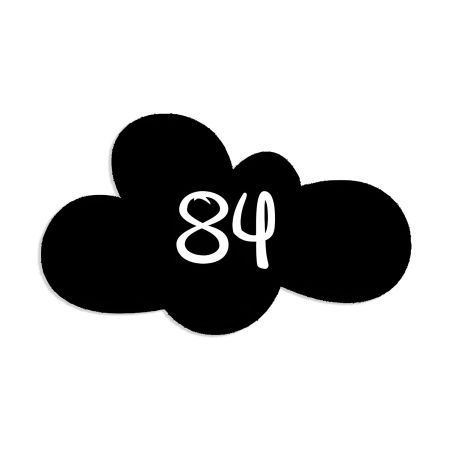 Numéro fantaisie personnalisable pour boite aux lettres couleur noir chiffres blancs - Modèle Nuage