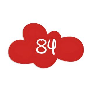 Numéro fantaisie personnalisable pour boite aux lettres couleur rouge chiffres blancs - Modèle Nuage
