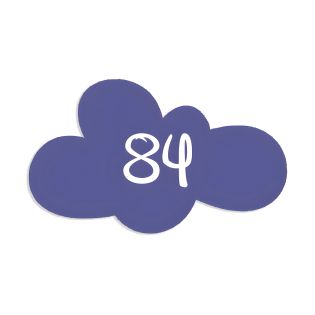 Numéro fantaisie personnalisable pour boite aux lettres couleur violet chiffres blancs - Modèle Nuage