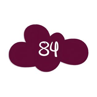 Numéro fantaisie personnalisable pour boite aux lettres couleur bordeaux chiffres blancs - Modèle Nuage