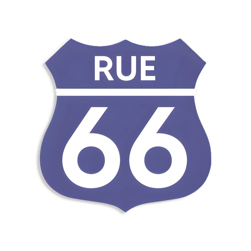 Numéro fantaisie personnalisable pour boite aux lettres couleur violet chiffres blancs - Modèle Route 66 Numéro fantaisie personnalisable pour boite aux lettres couleur violet chiffres blancs - Modèle Route 66
