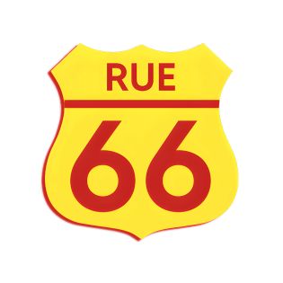 Numéro fantaisie personnalisable pour boite aux lettres couleur jaune chiffres rouges - Modèle Route 66