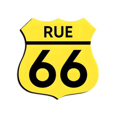 Numéro fantaisie personnalisable pour boite aux lettres couleur jaune chiffres noirs - Modèle Route 66