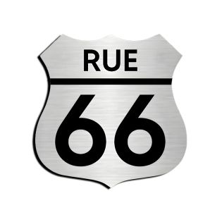 Numéro fantaisie personnalisable pour boite aux lettres couleur argent chiffres noirs - Modèle Route 66