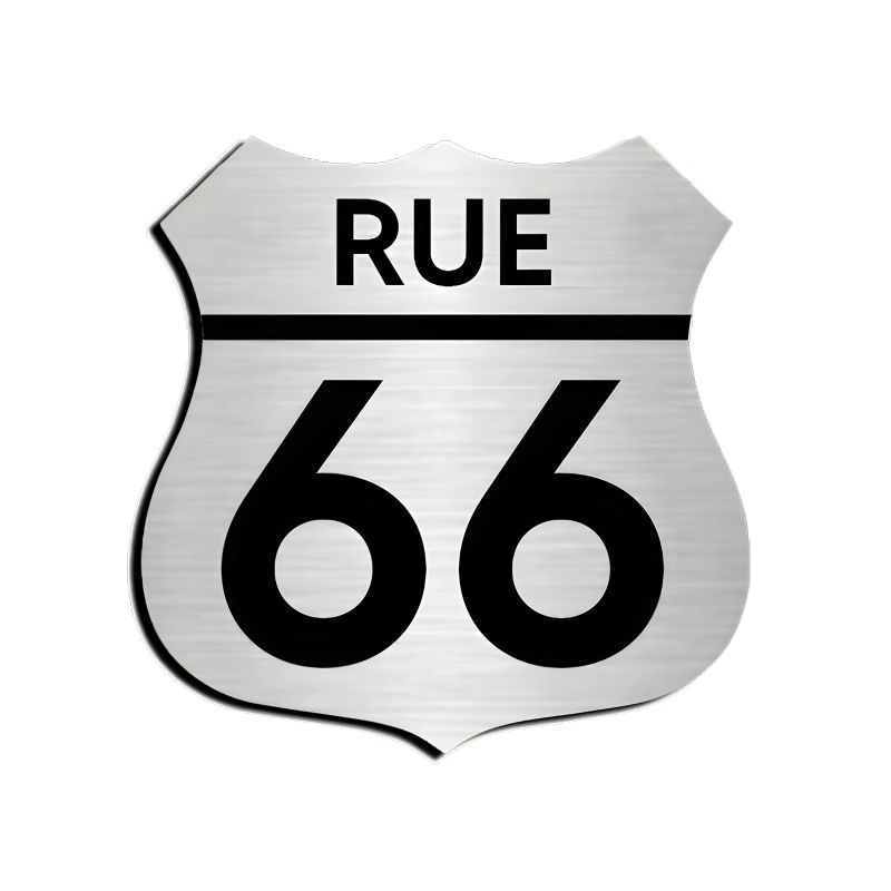 Numéro fantaisie personnalisable pour boite aux lettres couleur argent chiffres noirs - Modèle Route 66 Numéro fantaisie personnalisable pour boite aux lettres couleur argent chiffres noirs - Modèle Route 66