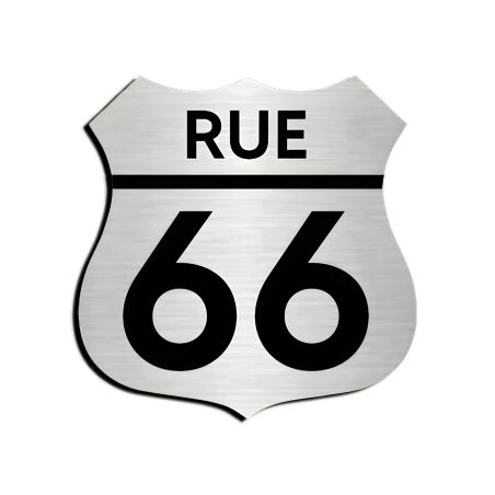 Numéro fantaisie personnalisable pour boite aux lettres couleur argent chiffres noirs - Modèle Route 66