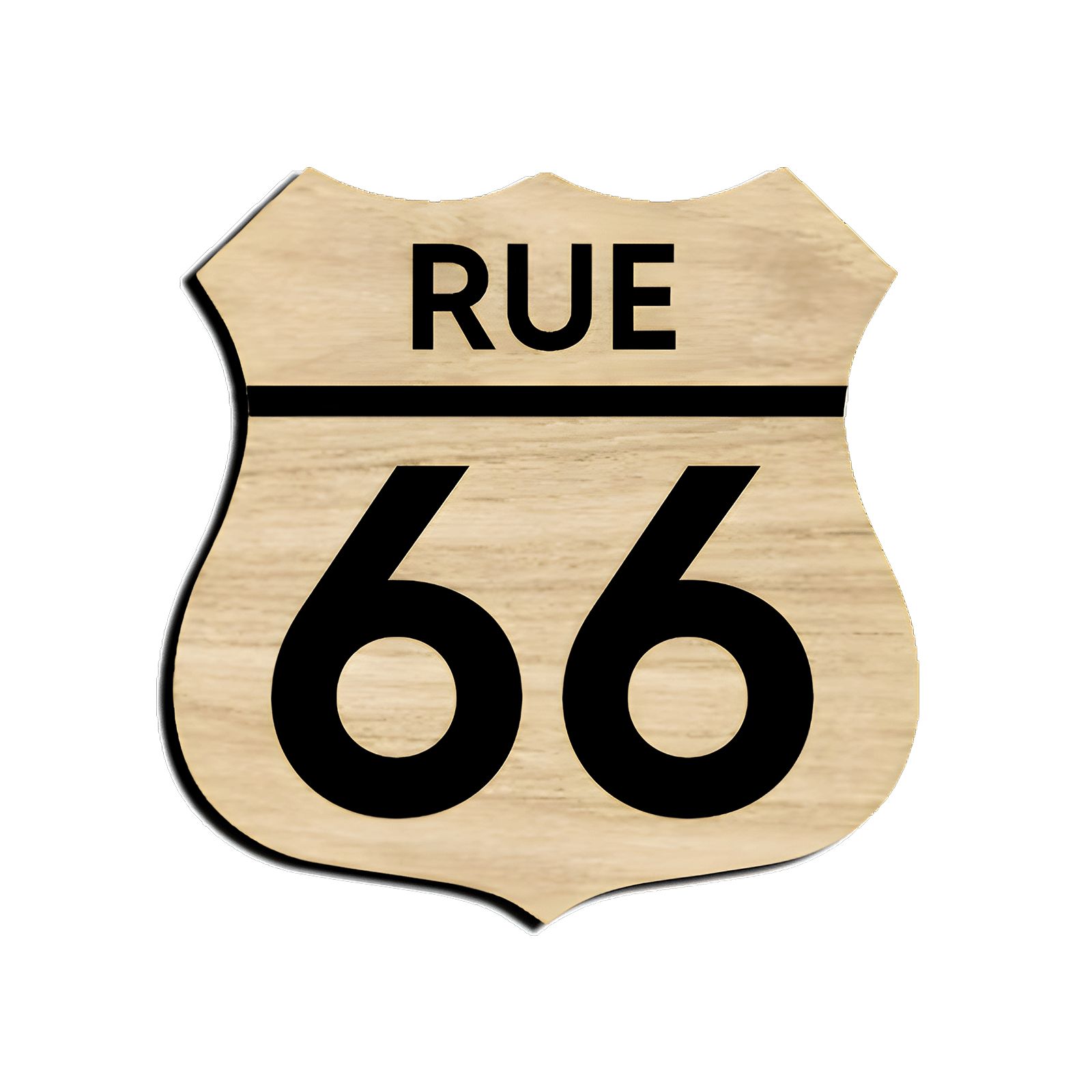Numéro fantaisie personnalisable pour boite aux lettres couleur effet bois clair chiffres noirs - Modèle Route 66