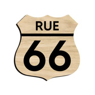 Numéro fantaisie personnalisable pour boite aux lettres couleur effet bois clair chiffres noirs - Modèle Route 66