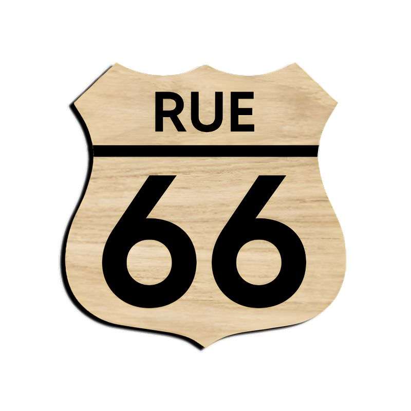 Numéro fantaisie personnalisable pour boite aux lettres couleur effet bois clair chiffres noirs - Modèle Route 66 Numéro fantaisie personnalisable pour boite aux lettres couleur effet bois clair chiffres noirs - Modèle Route 66