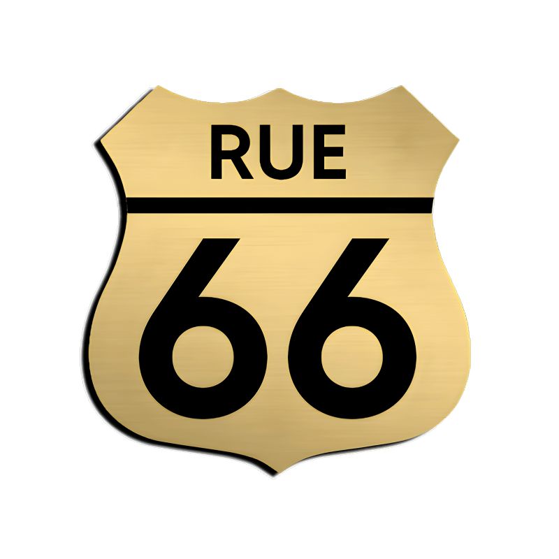 Numéro fantaisie personnalisable pour boite aux lettres couleur or brossé chiffres noirs - Modèle Route 66 Numéro fantaisie personnalisable pour boite aux lettres couleur or brossé chiffres noirs - Modèle Route 66