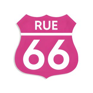 Numéro fantaisie personnalisable pour boite aux lettres couleur rose chiffres blancs - Modèle Route 66