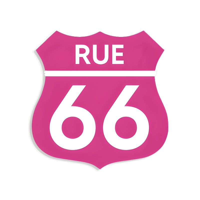 Numéro fantaisie personnalisable pour boite aux lettres couleur rose chiffres blancs - Modèle Route 66 Numéro fantaisie personnalisable pour boite aux lettres couleur rose chiffres blancs - Modèle Route 66