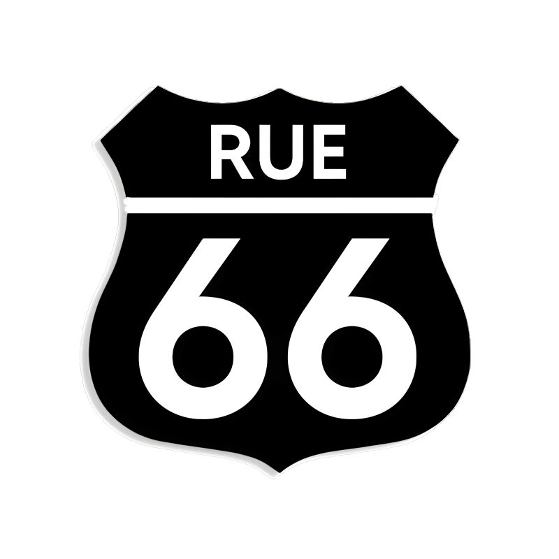 Numéro fantaisie personnalisable pour boite aux lettres couleur noir chiffres blancs - Modèle Route 66 Numéro fantaisie personnalisable pour boite aux lettres couleur noir chiffres blancs - Modèle Route 66