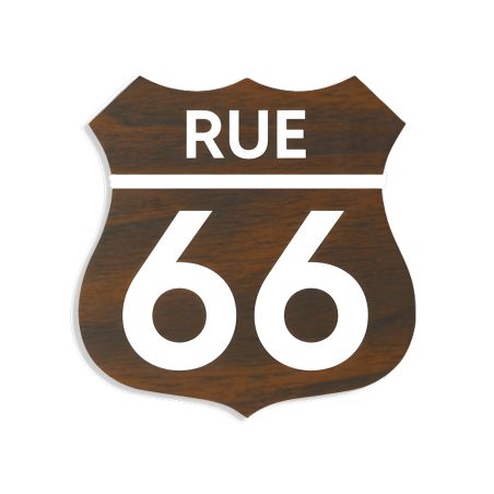 Numéro fantaisie personnalisable pour boite aux lettres couleur effet bois foncé chiffres blancs - Modèle Route 66