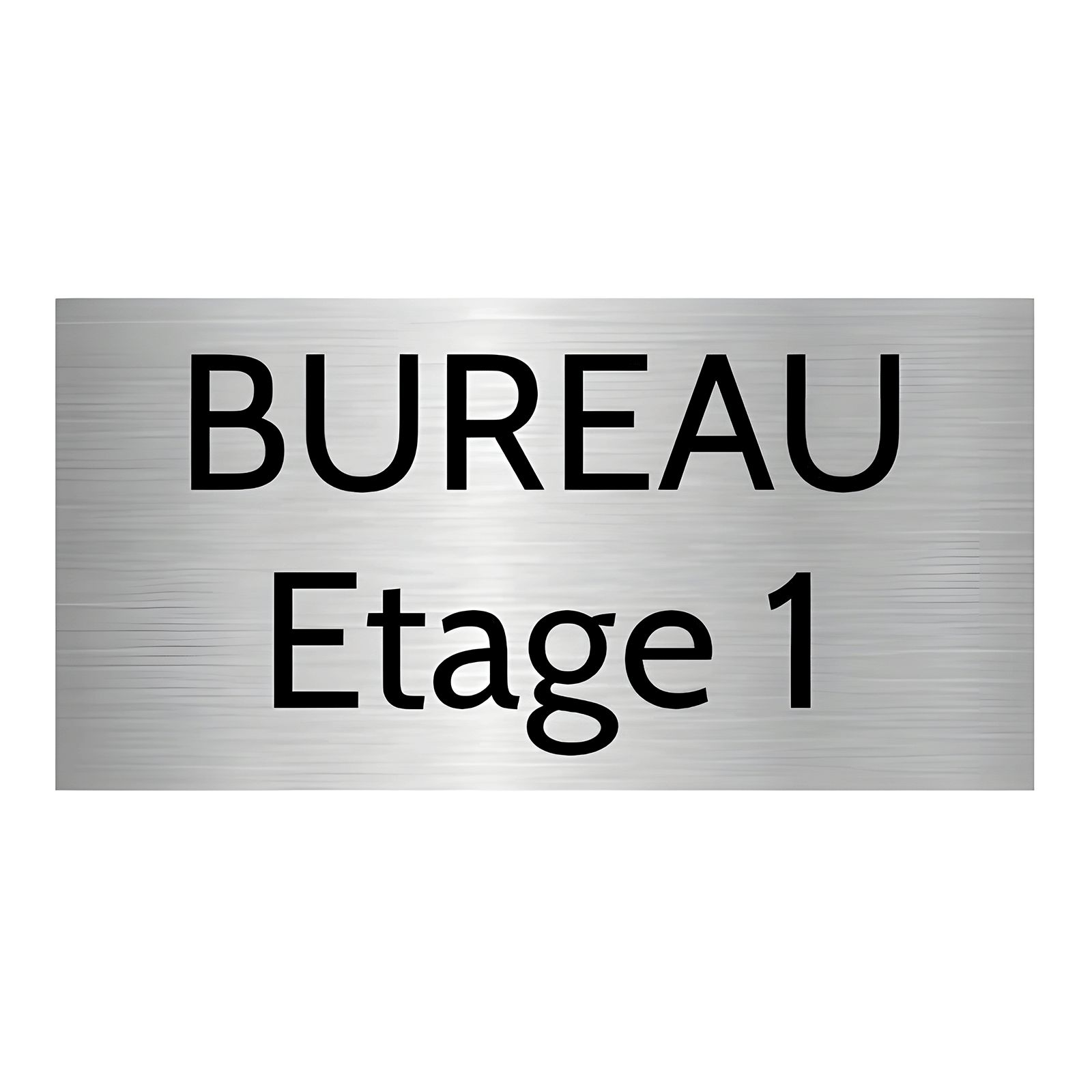 Plaque porte personnalisée gravée - Plaque plastique argent brossé - Lettres noires contrastées - Rectangle 100x200 mm - 1 à 2 l