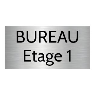 Plaque porte personnalisée gravée - Plaque plastique argent brossé - Lettres noires contrastées - Rectangle 100x200 mm - 1 à 2 l