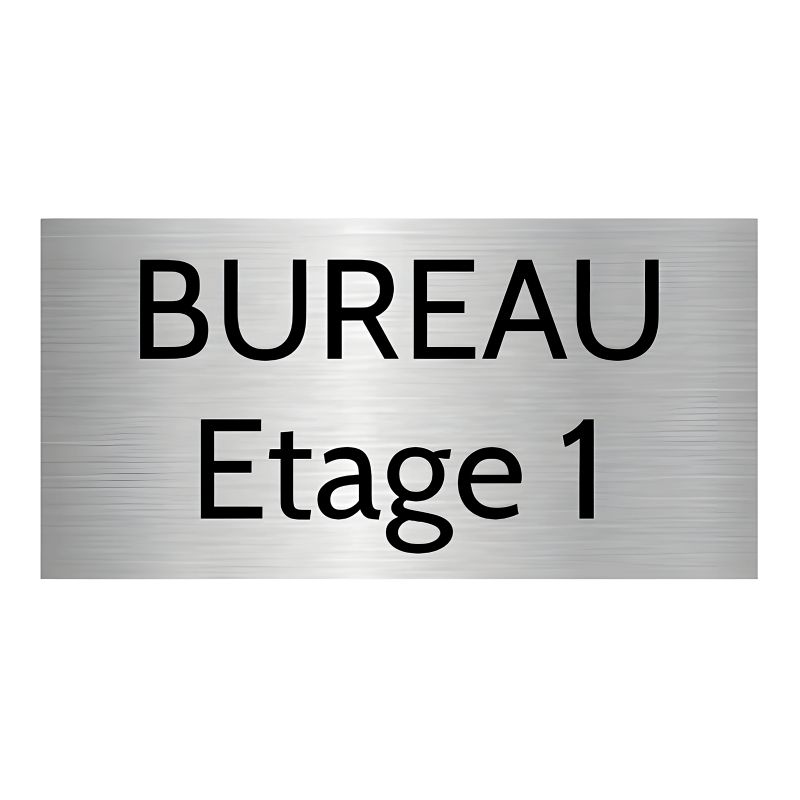 Plaque porte personnalisée gravée - Plaque plastique argent brossé - Lettres noires contrastées - Rectangle 100x200 mm - 1 à 2 l Plaque porte personnalisée gravée - Plaque plastique argent brossé - Lettres noires contrastées - Rectangle 100x200 mm - 1 à 2 l