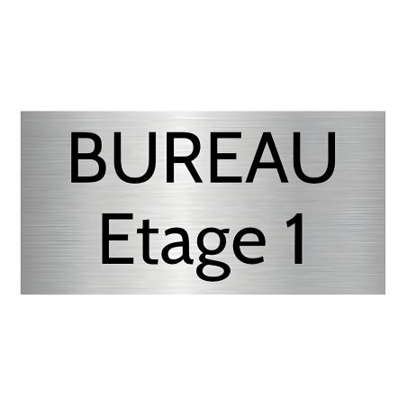 Plaque porte personnalisée gravée - Plaque plastique argent brossé - Lettres noires contrastées - Rectangle 100x200 mm - 1 à 2 l