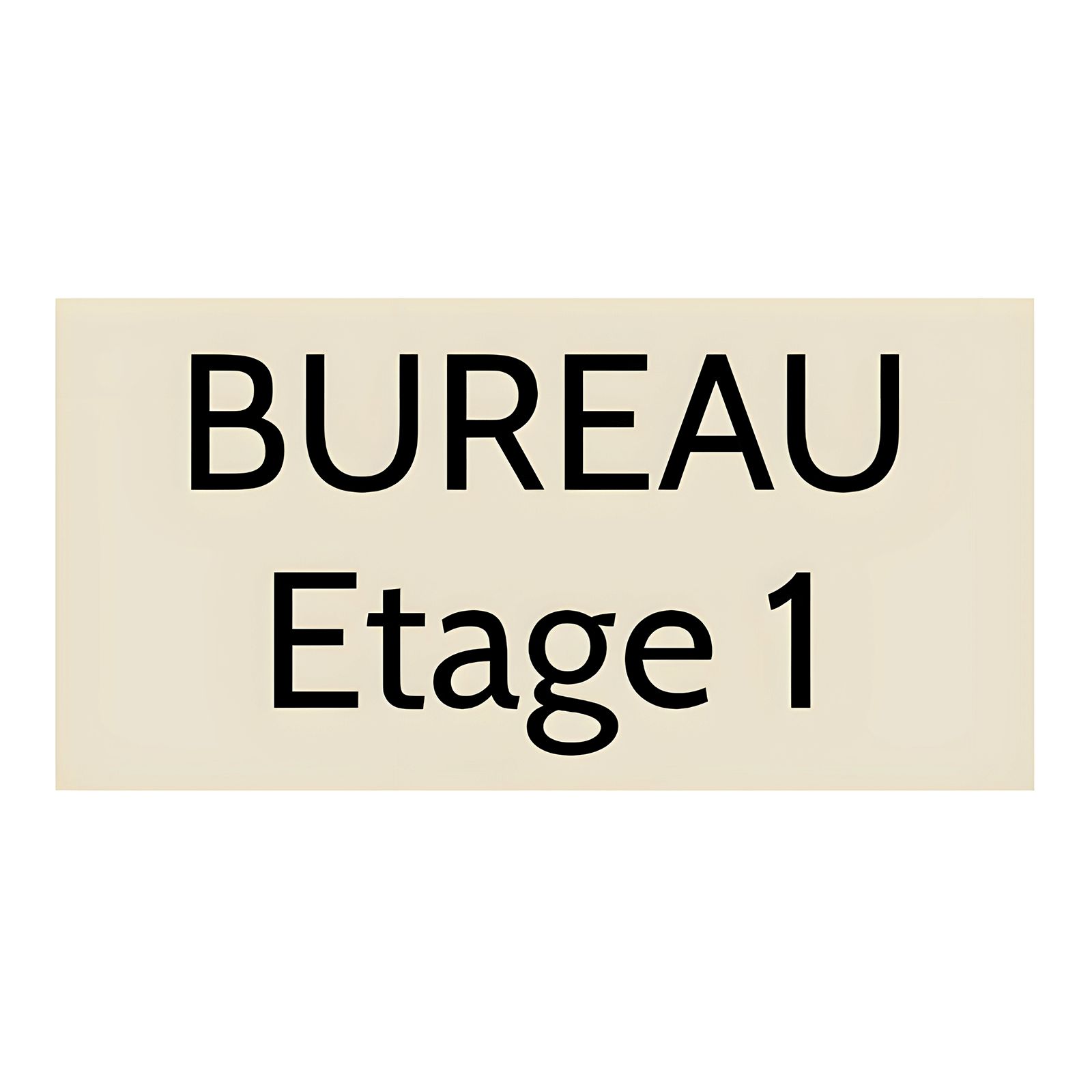 Plaque de porte personnalisée gravée - Plaque plastique beige PMMA - Lettres noires, adhésif 3M résistant - Rectangle 100x200 mm