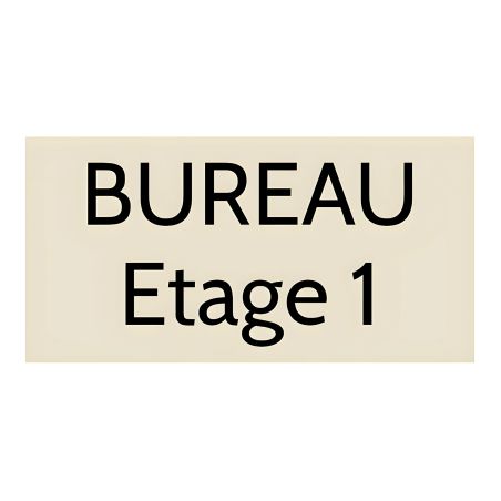 Plaque de porte personnalisée gravée - Plaque plastique beige PMMA - Lettres noires, adhésif 3M résistant - Rectangle 100x200 mm