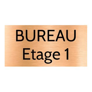 Plaque de porte personnalisée gravée - Plastique cuivre brossé - Lettres noires, adhésif 3M résistant - 100x200 mm, 1 à 2 lignes