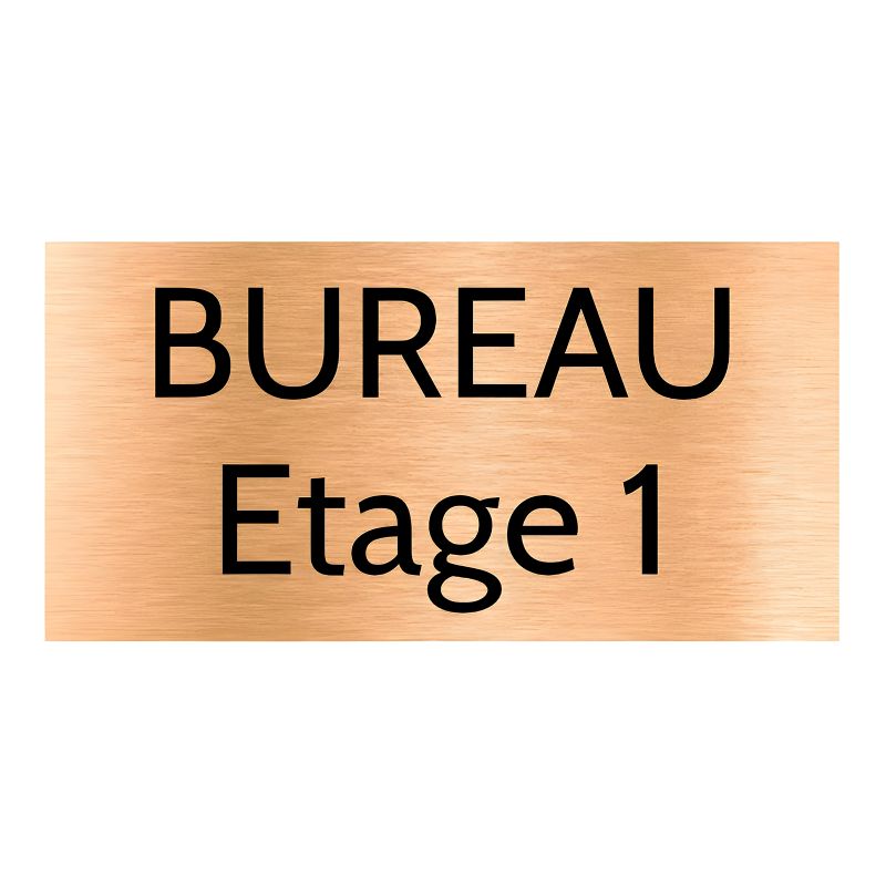 Plaque de porte personnalisée gravée - Plastique cuivre brossé - Lettres noires, adhésif 3M résistant - 100x200 mm, 1 à 2 lignes Plaque de porte personnalisée gravée - Plastique cuivre brossé - Lettres noires, adhésif 3M résistant - 100x200 mm, 1 à 2 lignes