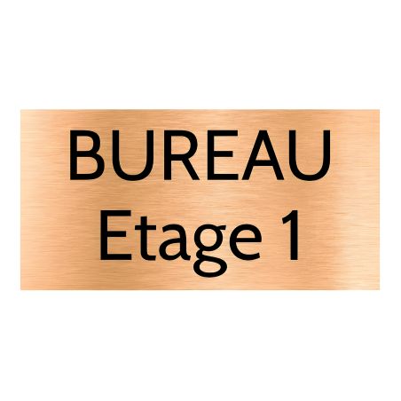 Plaque de porte personnalisée gravée - Plastique cuivre brossé - Lettres noires, adhésif 3M résistant - 100x200 mm, 1 à 2 lignes