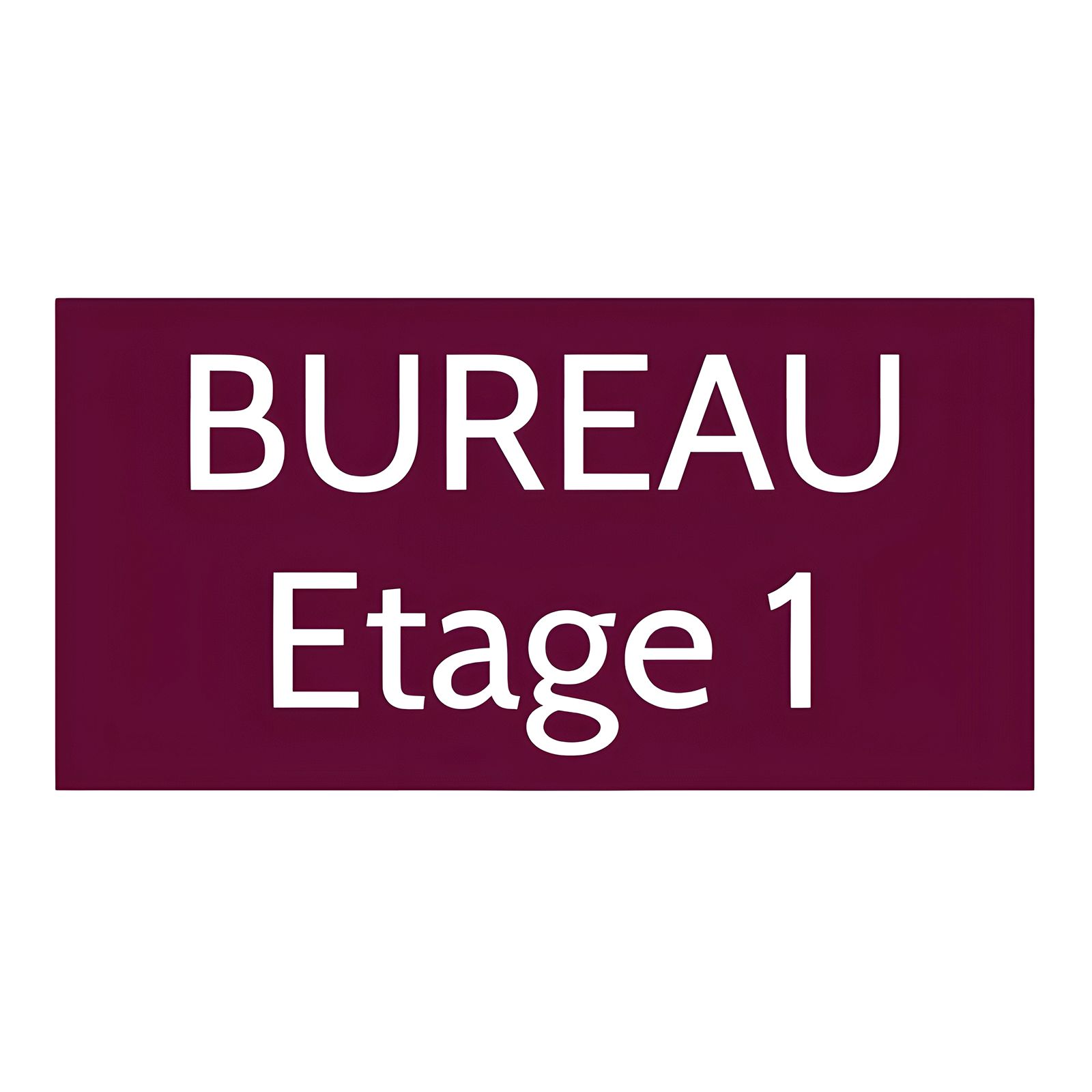 Plaque de porte personnalisée gravée - plaque plastique bordeaux lettres blanches - adhésif 3M résistant - 100x200 mm usage inté