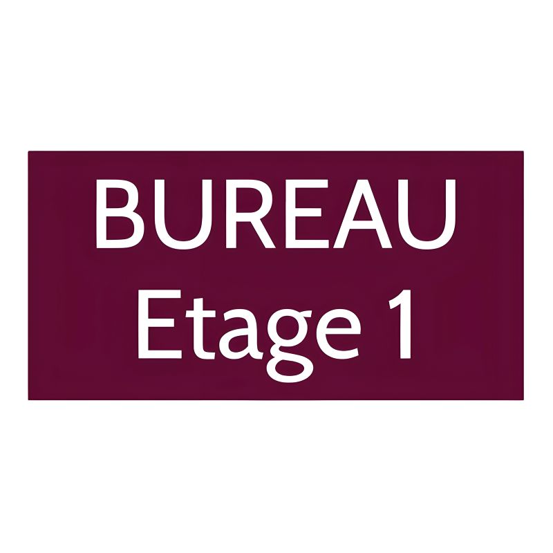 Plaque de porte personnalisée gravée - plaque plastique bordeaux lettres blanches - adhésif 3M résistant - 100x200 mm usage inté Plaque de porte personnalisée gravée - plaque plastique bordeaux lettres blanches - adhésif 3M résistant - 100x200 mm usage inté