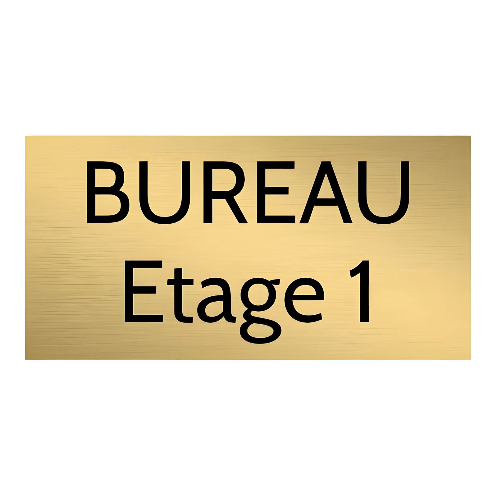 Plaque de porte personnalisée gravée - plastique or brossé lettres noires - rectangle 100x200 mm adhésif 3M résistant intérieur 