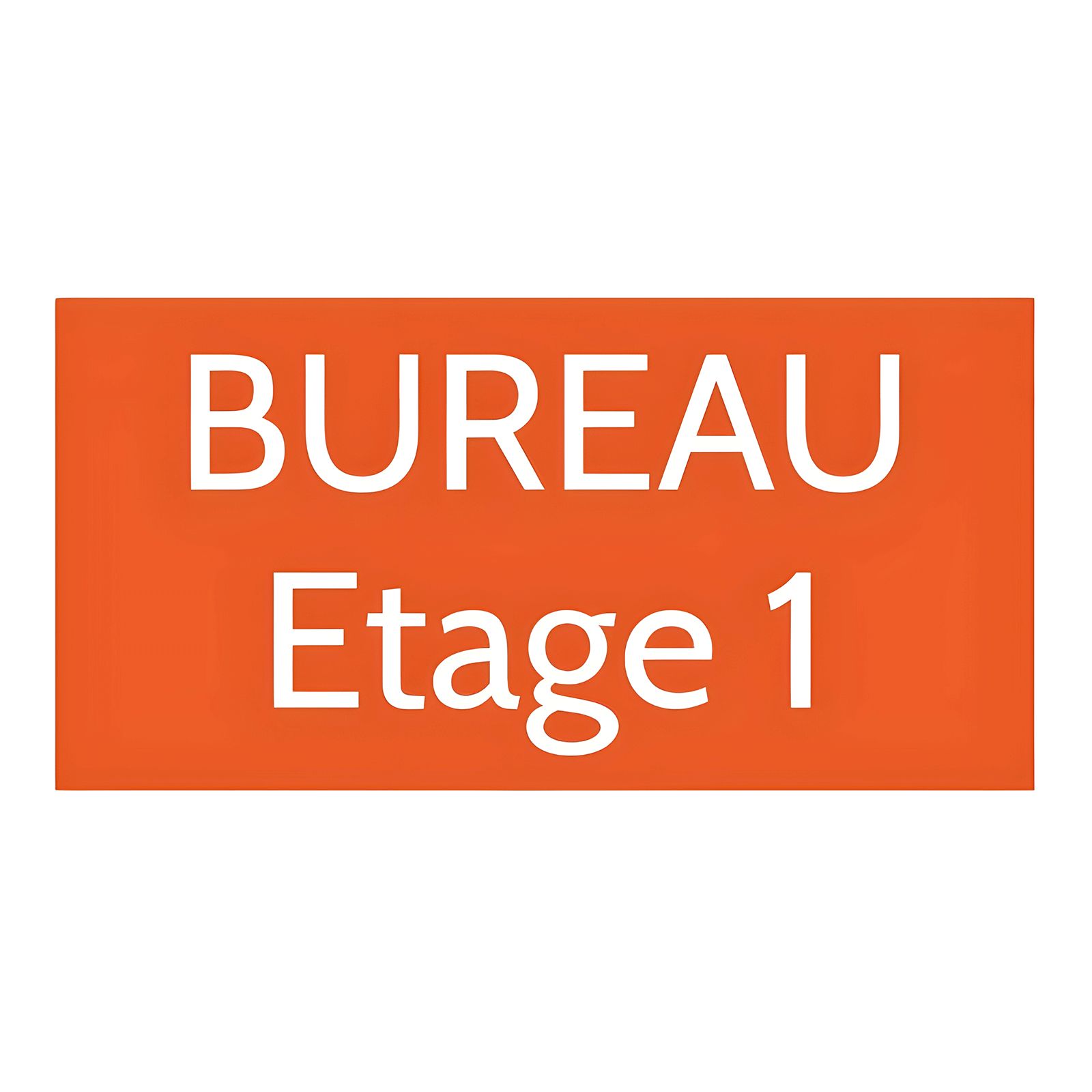 Plaque de porte personnalisée gravée - Plastique orange lettres blanches - Rectangle 100x200 mm adhésif 3M résistant UV et intem