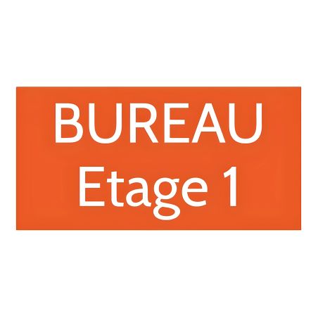 Plaque de porte personnalisée gravée - Plastique orange lettres blanches - Rectangle 100x200 mm adhésif 3M résistant UV et intem