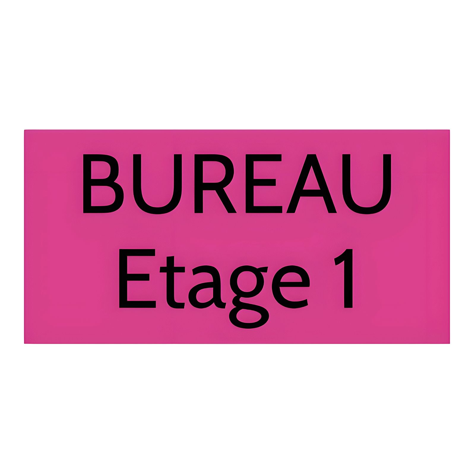 Plaque de porte personnalisée gravée - Plastique rose - Lettres noires contrastées - Rectangle 100x200 mm adhésif 3M résist