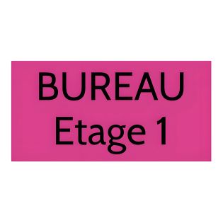 Plaque de porte personnalisée gravée - Plastique rose PMMA - Lettres noires contrastées - Rectangle 100x200 mm adhésif 3M résist
