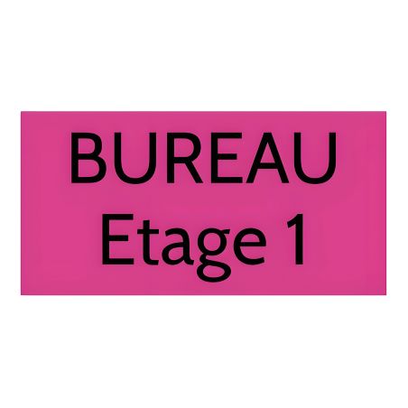 Plaque de porte personnalisée gravée - Plastique rose - Lettres noires contrastées - Rectangle 100x200 mm adhésif 3M résist
