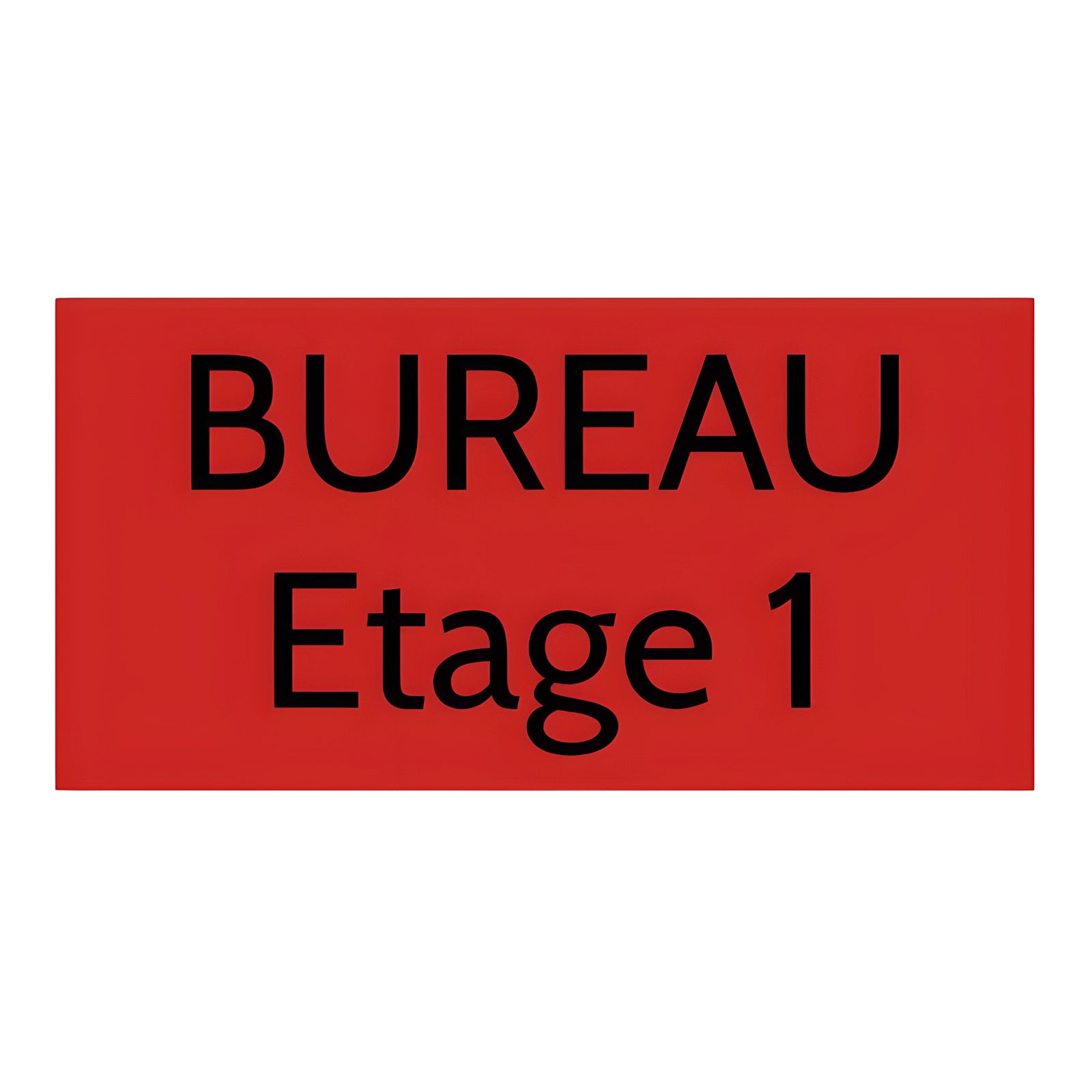 Plaque de porte personnalisée gravée - Plastique rouge PMMA - Lettres noires, adhésif 3M résistant UV - Rectangle 100x200 mm